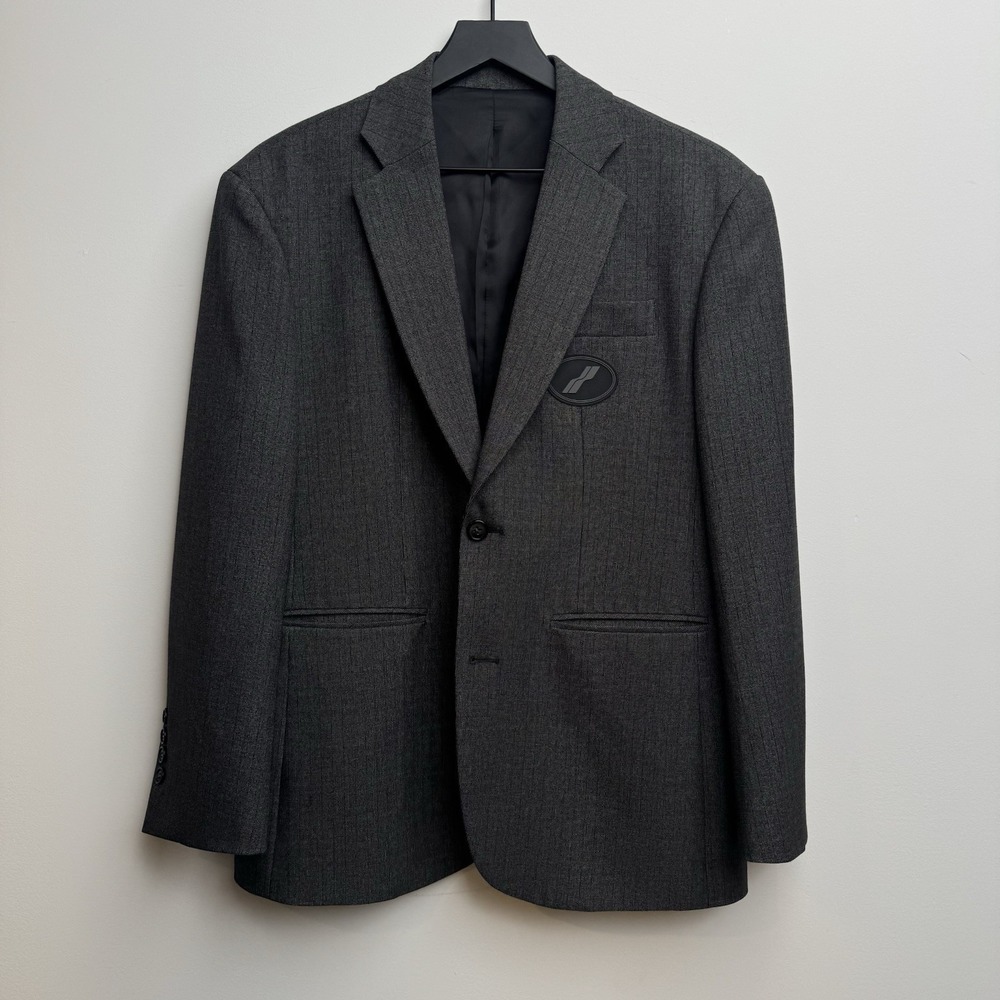We11done Men's Gray Charcoal Logo Blazer Jacket Size Small‎ Casual Sportscoat